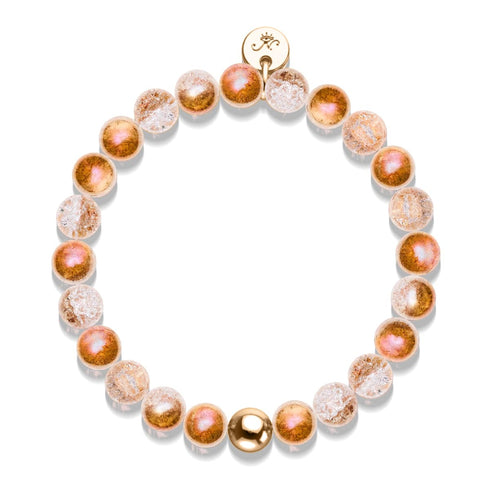 Armband aus Roséchrom und Karamell-Glitzerglas